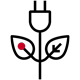 Icon of an electrical plug with leaves